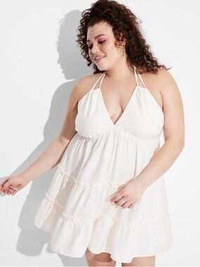 Women’s Cream Halter Swim Cover-Up Dress